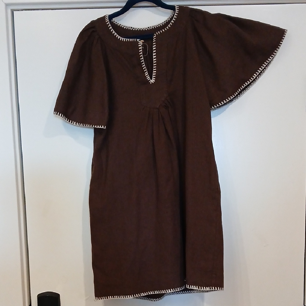 Magaschoni Brown Dress with White Accents